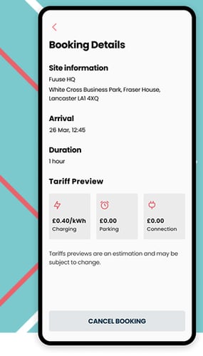 Fuuse Bookings Details screen on the Driver App