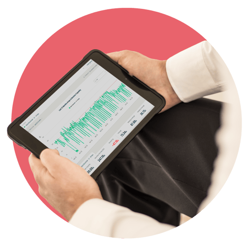 Fuuse Energy Monitoring dashboard on tablet in someone's hands